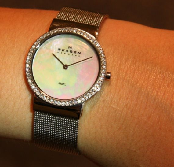Skagen Steel Mesh and Crystal Model 644LSS Ladies' Watch Review Wrist Time Reviews 