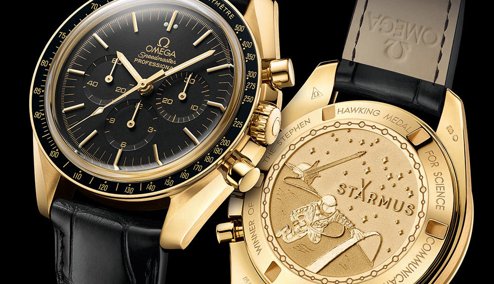 Omega Speedmaster Moonwatch Professional Chronograph Starmus Science Award Gold Watch