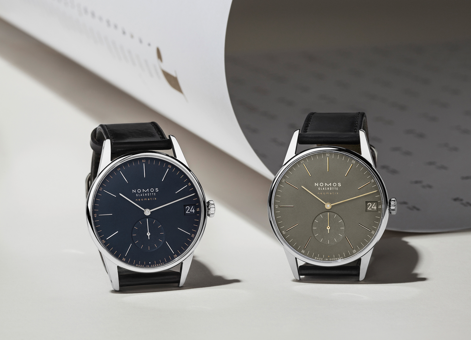 Nomos Orion Neomatik 41 Date Watch In Midnight Blue And Olive Green