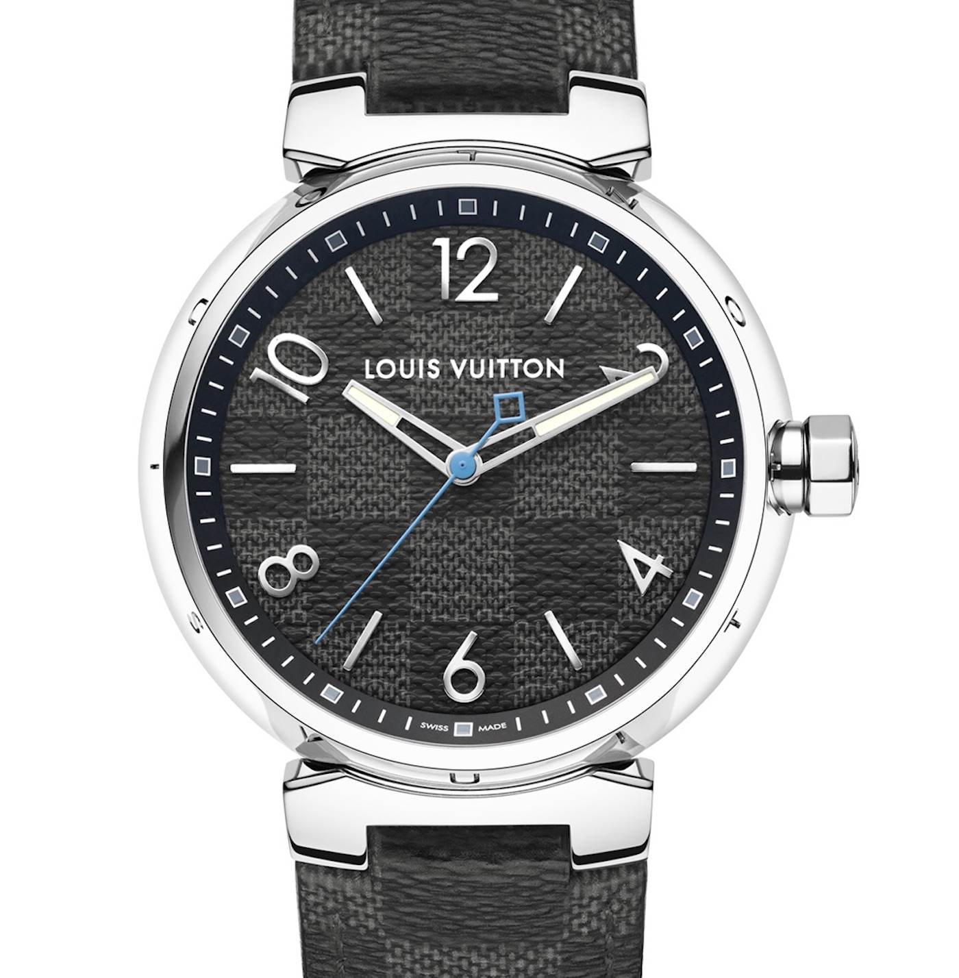 Authenticated used Louis Vuitton Louis Vuitton Tambour Chrono All Black Q1A62 Men's Ss/Rubber Watch Automatic Black/Gray Dial, Size: Case Diameter