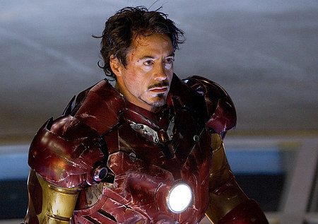 Smashed up Iron Man suit with Robert Downey Jr.