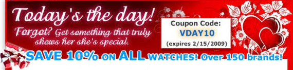 10% Off WatchWear.com Valentines Day Sale
