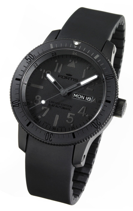 fortis b42 black and black limited edition watch