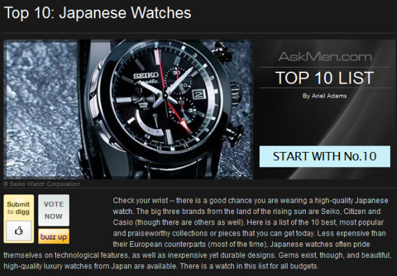 My Top 10 Japanese Watches On AskMen.com