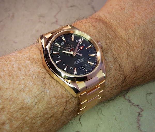 Omega Aqua Terra GMT on the wrist