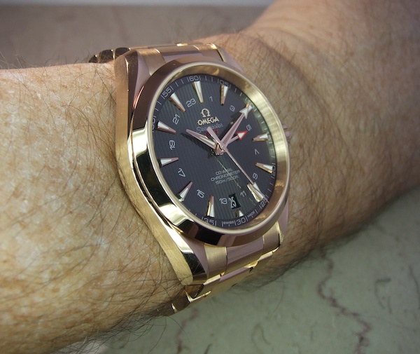 Omega Aqua Terra GMT on the wrist
