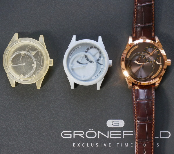 One Hertz in Rose Gold, with 3D printed prototypes