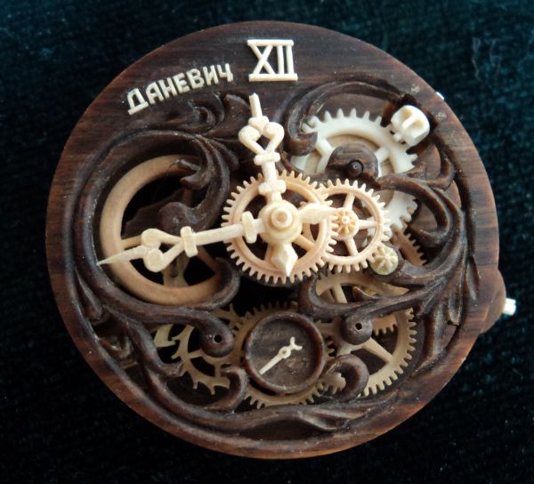 Intricately Carved Danevych watch movement and dial