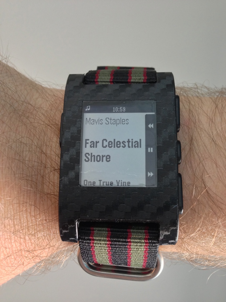 Pebble's built in music player makes controlling the music on the phone easy.