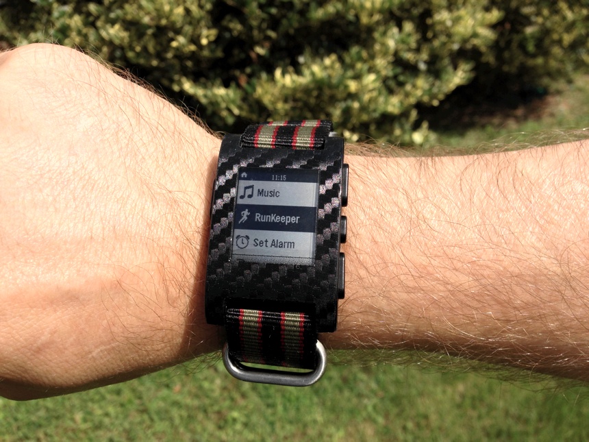 Runkeeper integration puts a menu on Pebble and a custom face displaying live activity statistics.