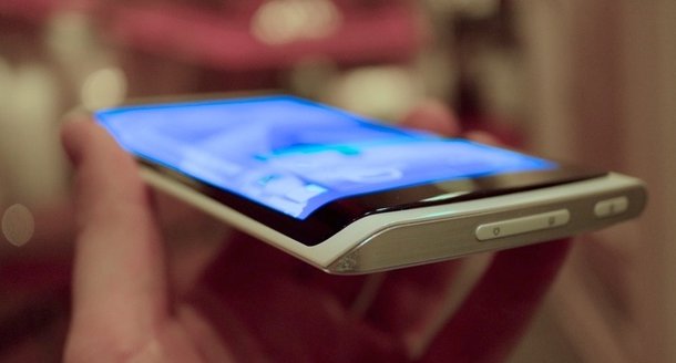 A Samsung phone showing a curved glass implementation.