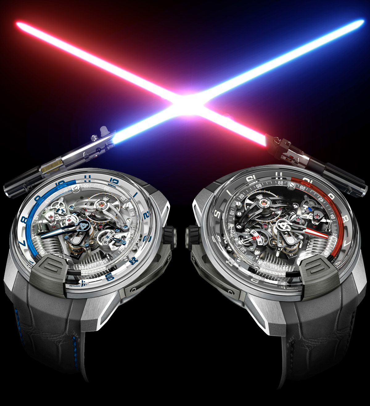 HYT H2 Platinum Red White Gold Blue Lightsabers Watches
