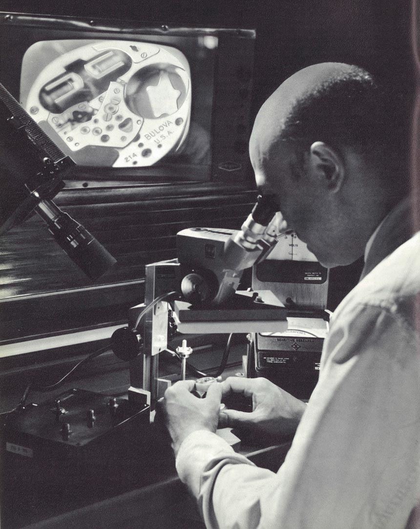 Customer Products: A Bulova Engineer Working On Final Adjustments To An Accutron Movement (1965)