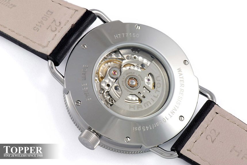  A look through the display back revealing the nicely decorated H-10 movement.