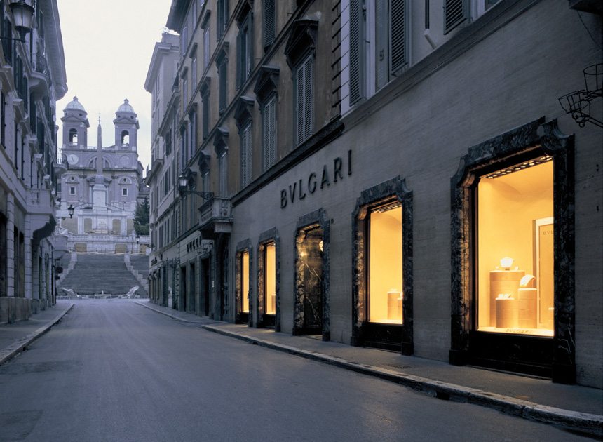 The first Bulgari flagship store in Rome, on Via Dei Condotti.