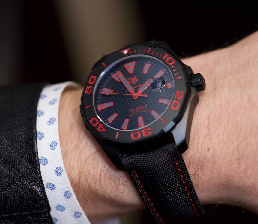 New TAG Heuer Aquaracer Black Titanium Watches For 2016 Hands-On aBlogtoWatch