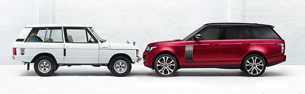 Land Rover Range Rover of 1970 and the Range Rover of today.