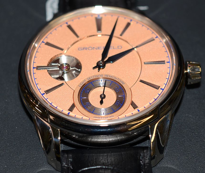 The lovely Grönefeld Remontoire with salmon dial & platinum case.