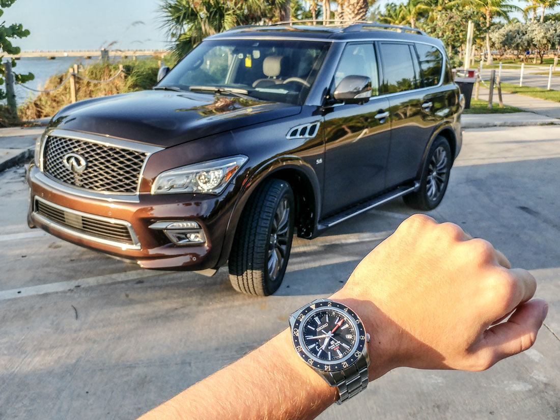 et eller andet sted desinficere Van Car & Watch Review: Infiniti QX80 & Grand Seiko Spring Drive GMT SBGE001 |  aBlogtoWatch
