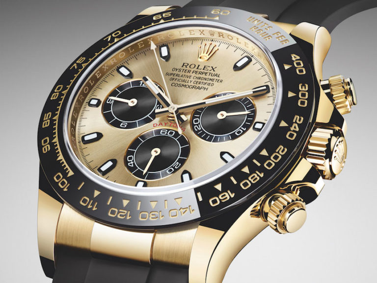 New Rolex Cosmograph Daytona Watches In Gold With Oysterflex Rubber ...