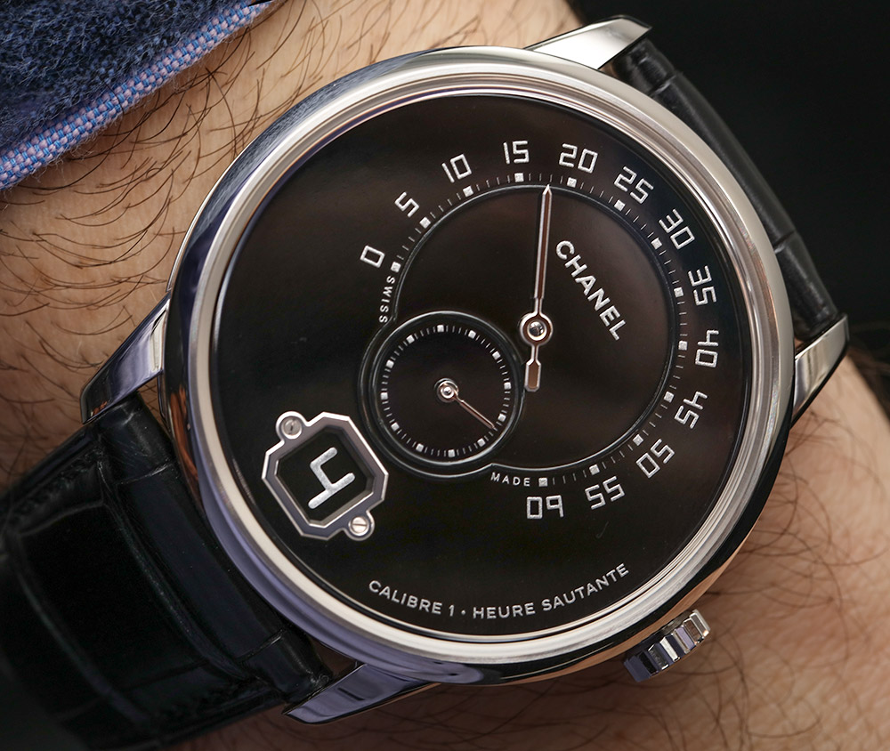 Chanel Monsieur De Chanel Watch In Platinum With Black Enamel Dial