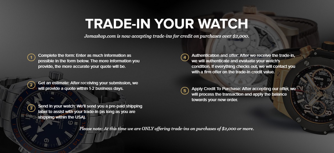 Jomashop Announces New Watch Trade-In Program | Ablogtowatch