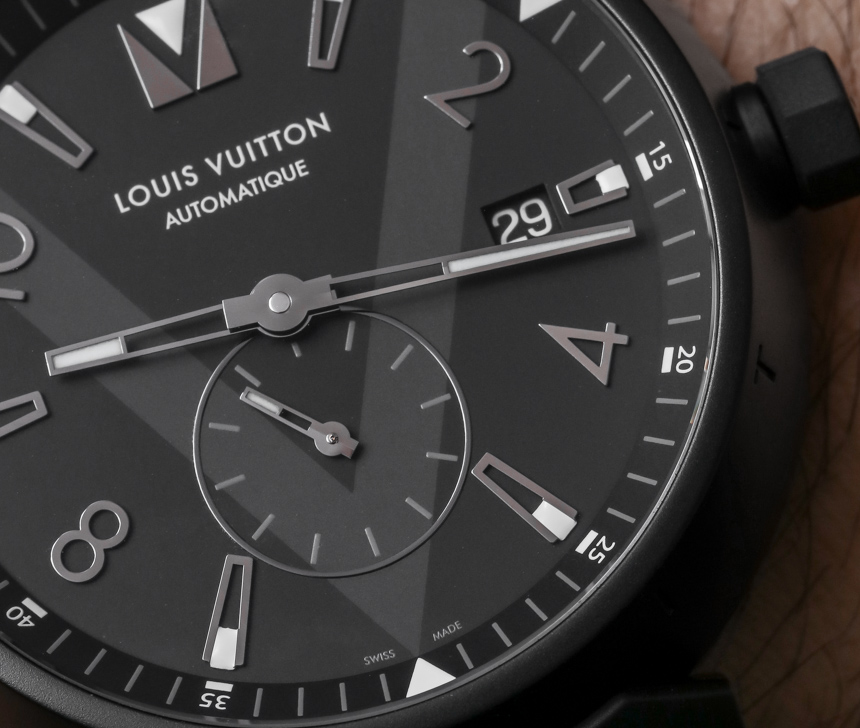 Pre-Owned LOUIS VUITTON Louis Vuitton Tambour Chrono All Black Q1A62 Men's  SS/Rubber Watch Automatic Black/Gray Dial (Good) 