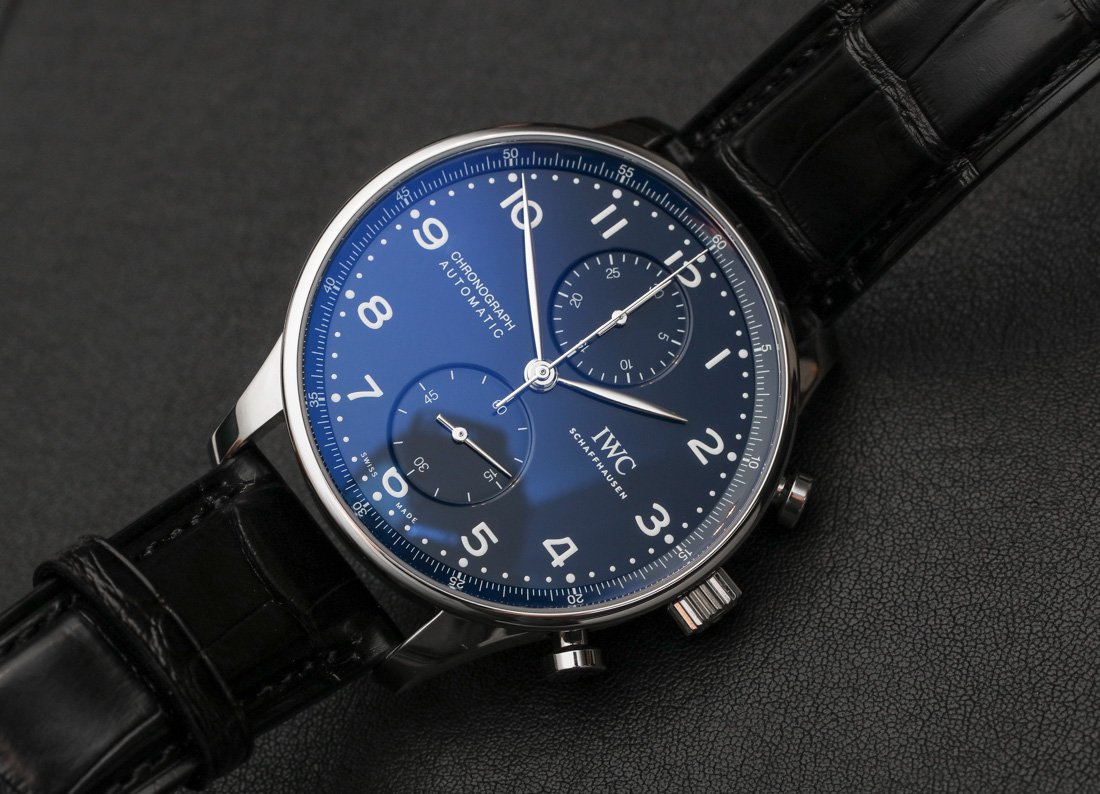 IWC Portugieser Chronograph Edition '150 Years' blue dial front view