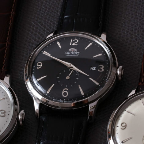 Orient Bambino Small Seconds black dial top view