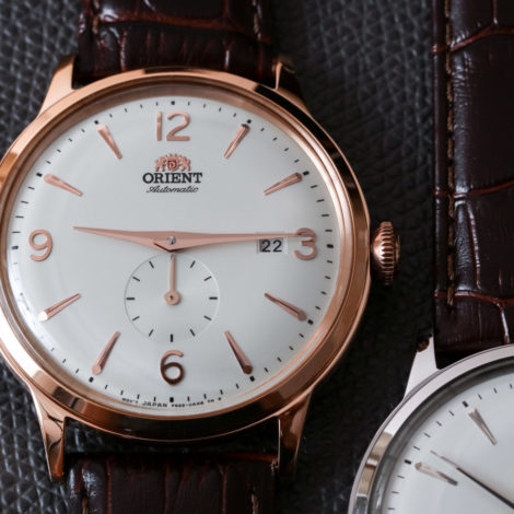 Orient Bambino Small Seconds rose gold tone and steel
