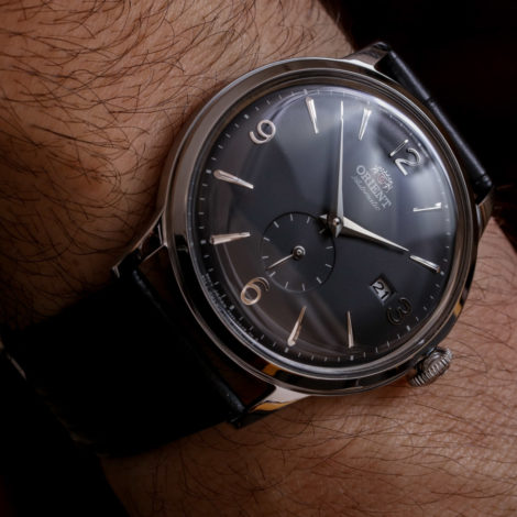 Orient Bambino Small Seconds with black dial on wrist