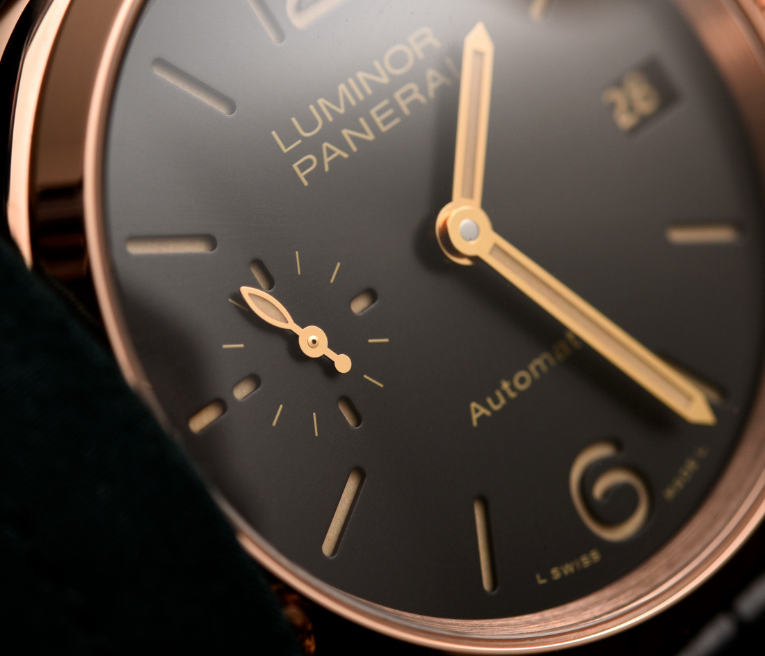 Panerai Luminor Due 3 Days Automatic 38mm dial detail rose gold