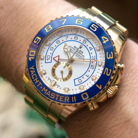 rolex yacht master ii gold wrist