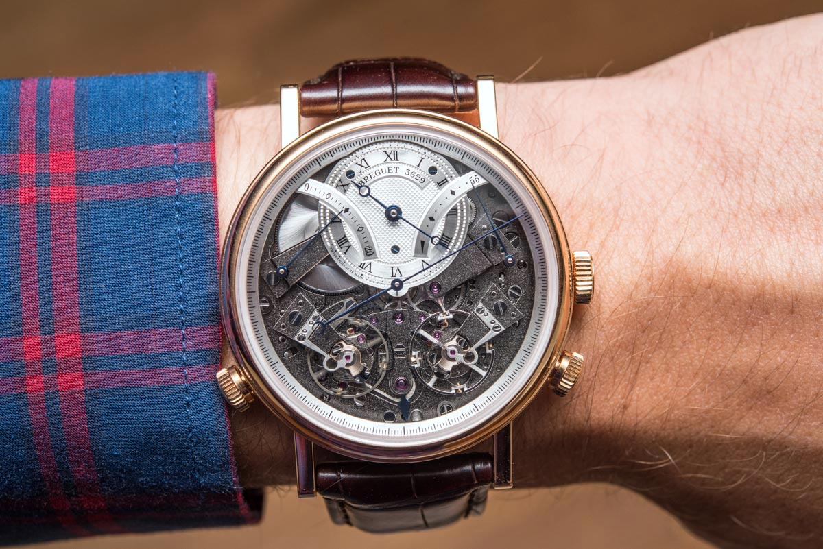Breguet Tradition Chronographe Indépendant 7077 in rose gold on the wrist