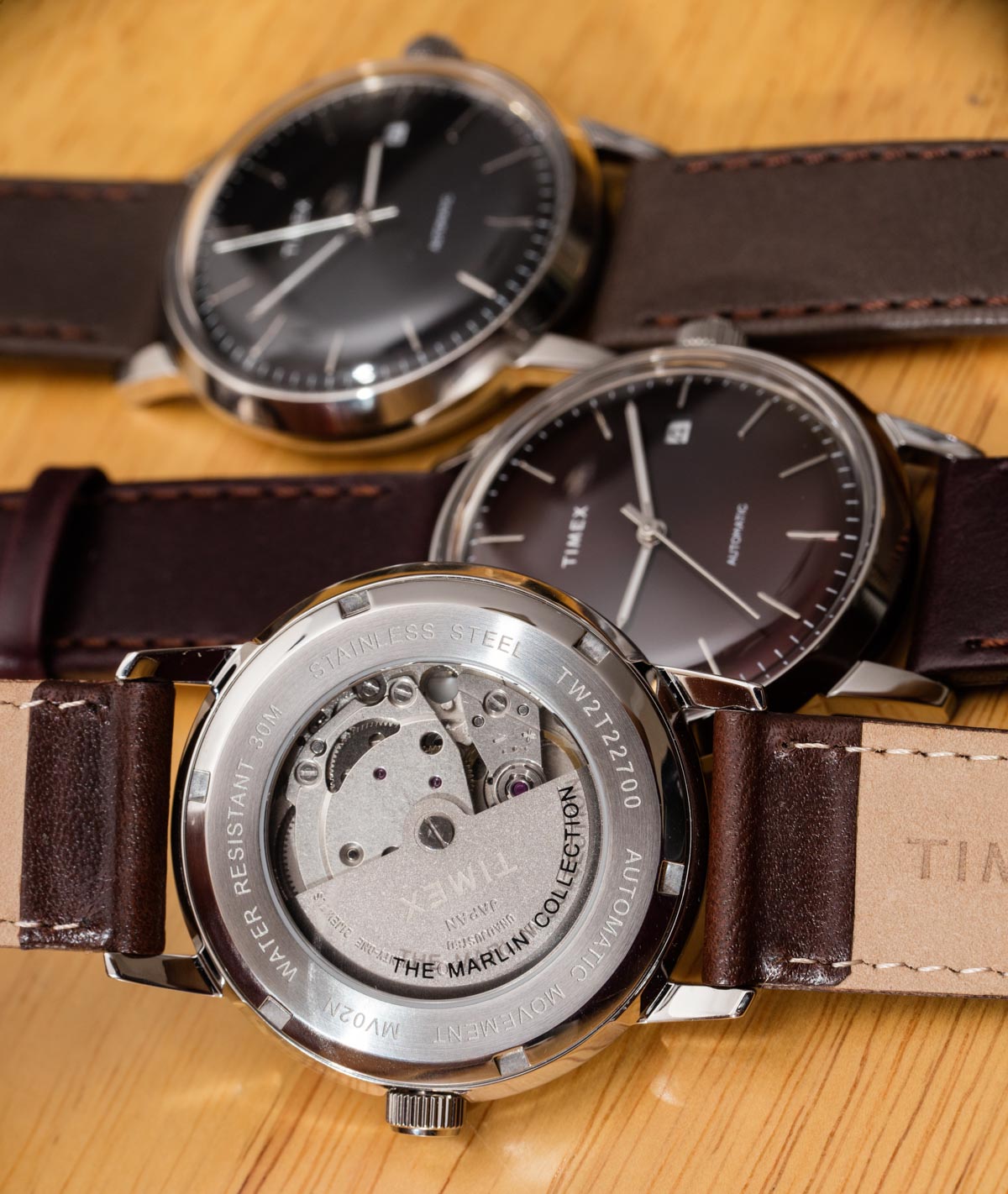 Timex Men's Watch - Marlin Automatic Silver Dial Brown Leather Strap