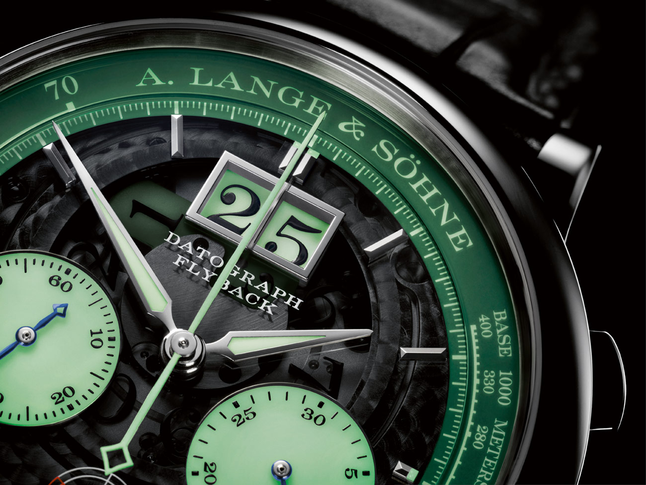 A. Lange & Söhne Datograph Up/Down Lumen dial closeup
