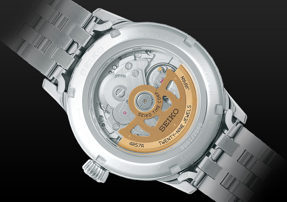 Seiko Presage Fuyugeshiki Cocktail Time Limited Edition case back and movement