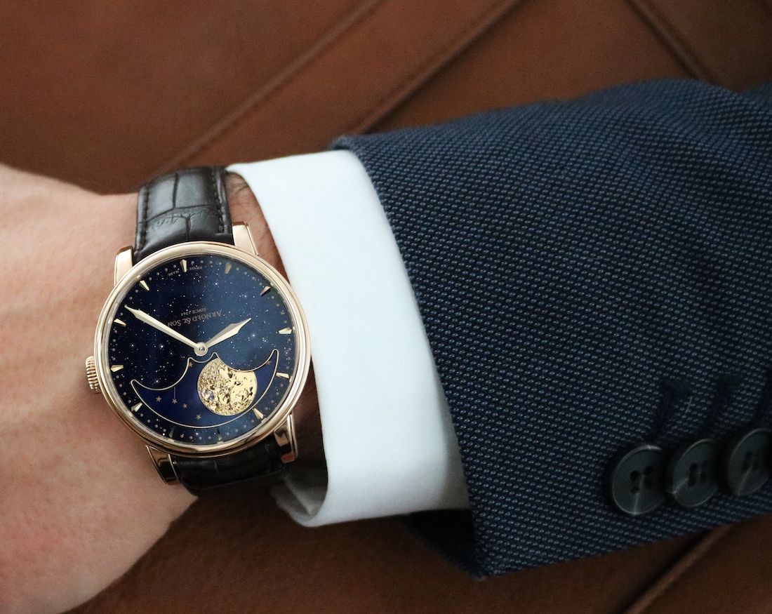 Arnold-And-Son-HM-Perpetual-Moon-Aventurine-Watch-Lifestyle-Suit
