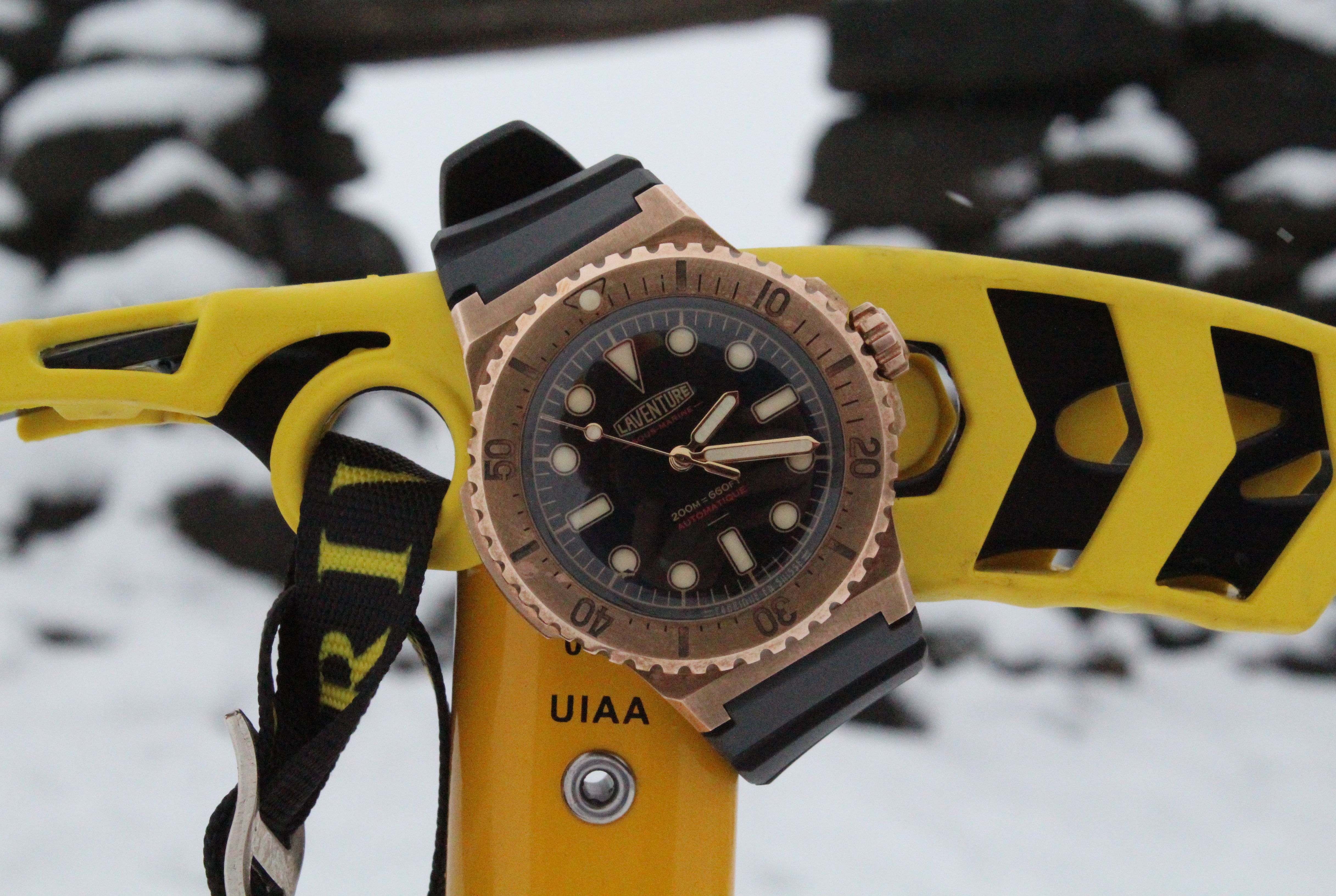 Laventure-Sous-Marine-Bronze-Watch-Wrist-Shot-Snow
