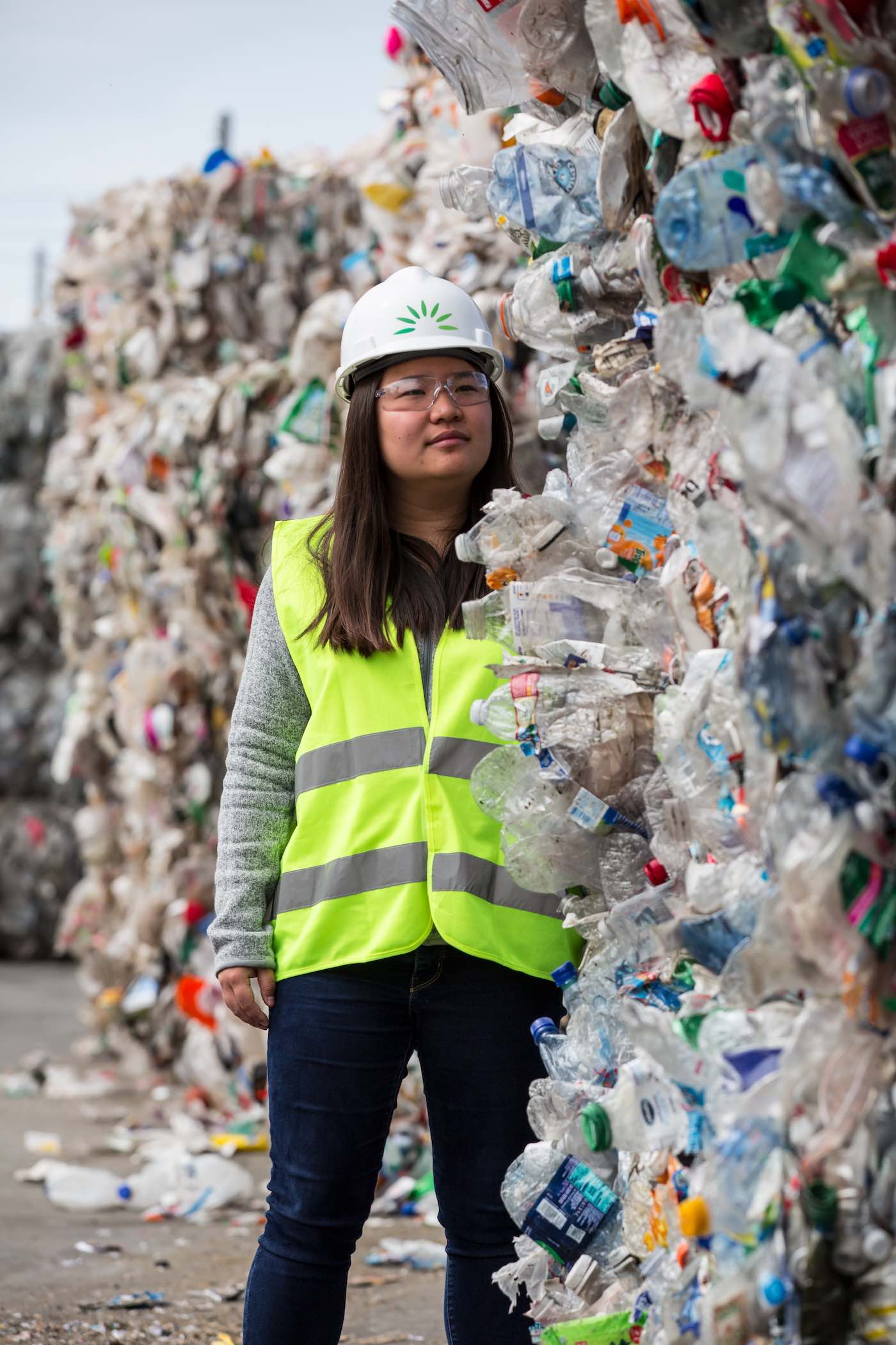 Miranda Wang at Greenwaste Recovery Facility, California, recycling plastic waste into useful chemicals for manufacturing.