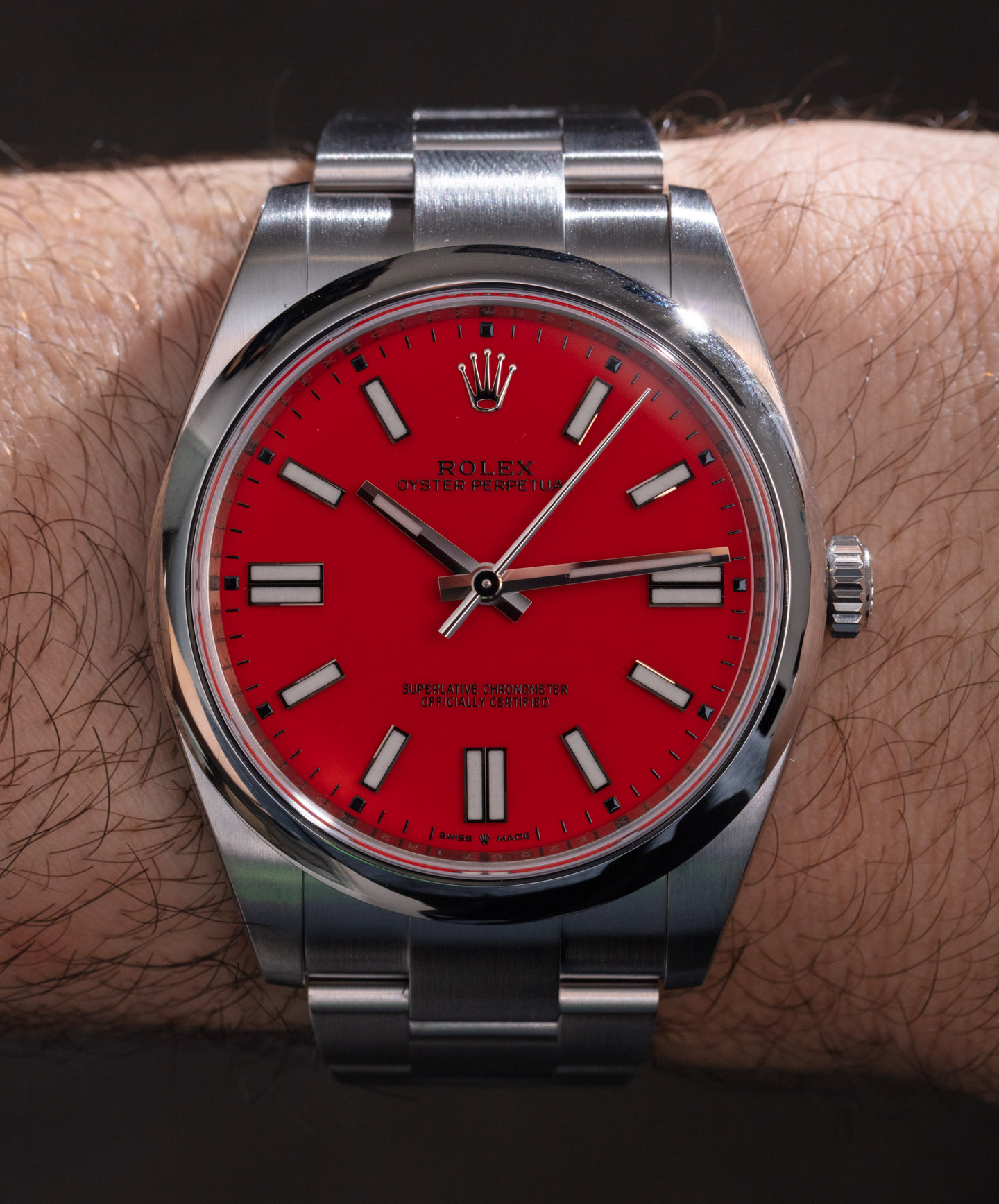 Hands-On: Rolex Oyster Perpetual 41 Red Coral Versus Yellow Dial fake Watches Hands-On 