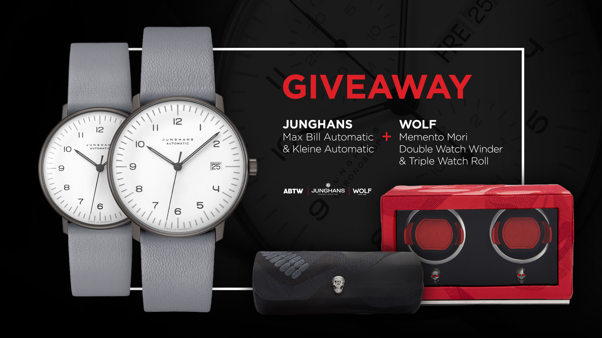 GIVEAWAY: Junghans Max Bill And Kleine Automatic Watch Pair, Wolf Memento Mori Double Watch Winder And Triple Watch Roll