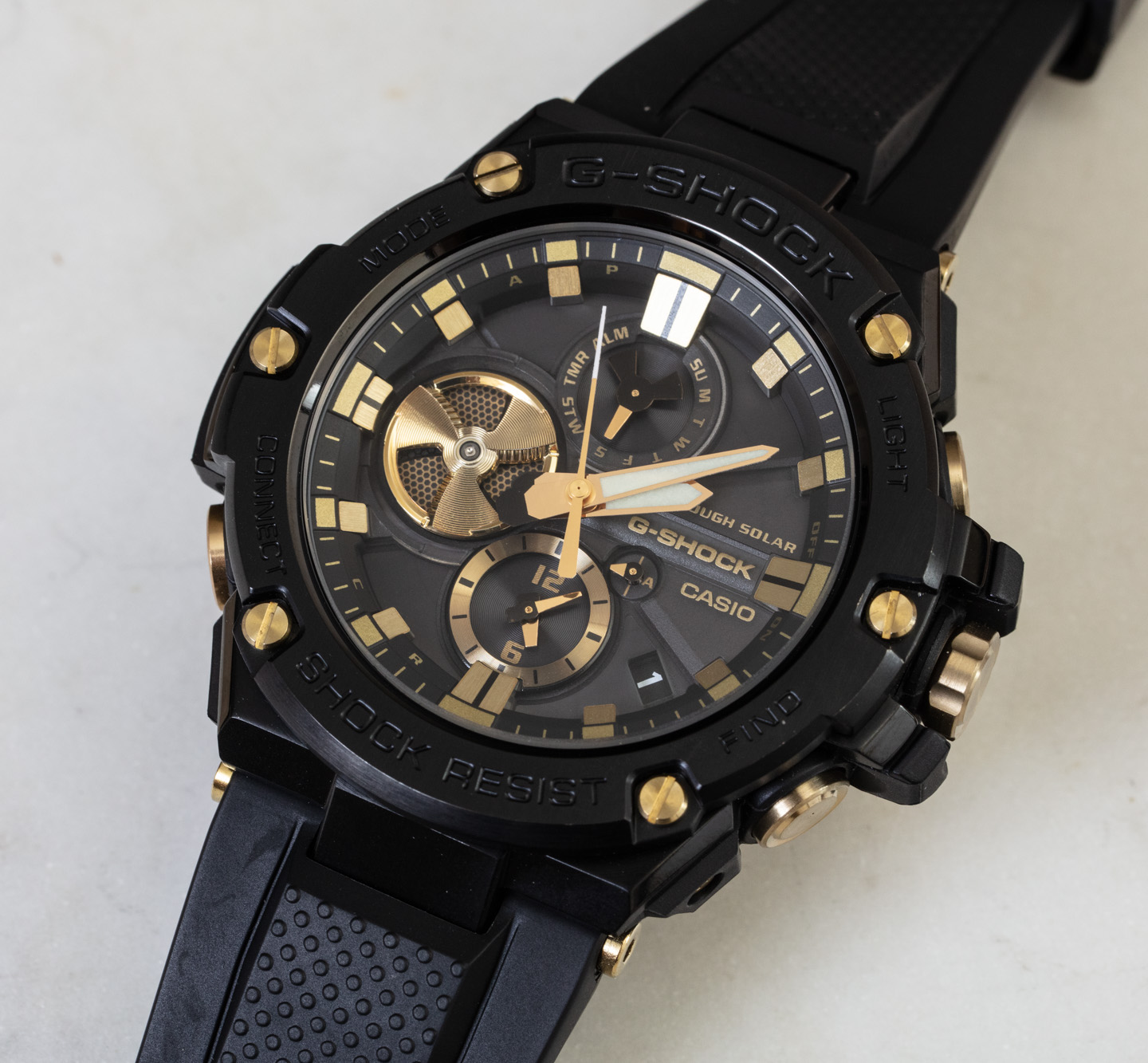 G-Shock G-Steel GSTB100GC-1A Black & Gold Watch aBlogtoWatch