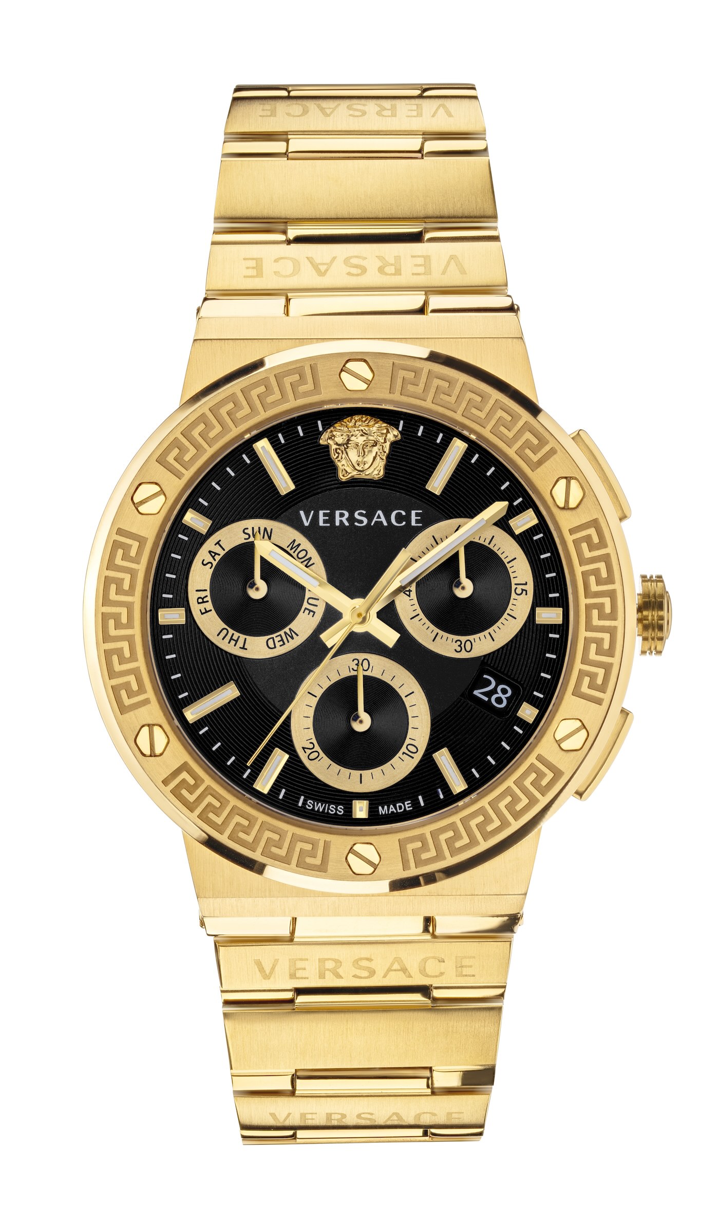 Versace Goes Logo Bold aBlogtoWatch With Gold Chrono Greca The and 