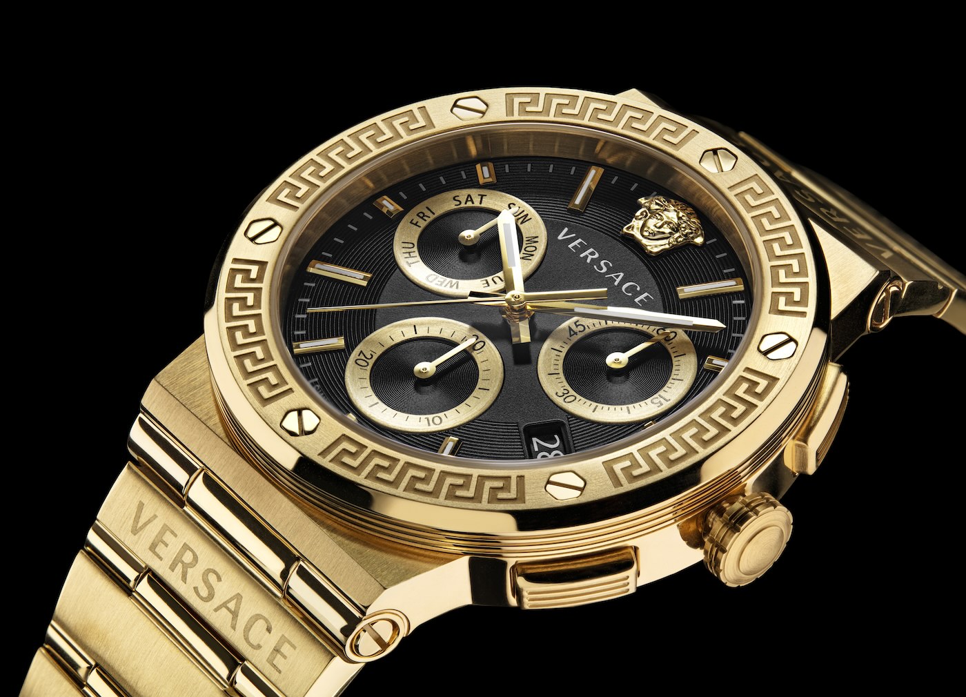 Chrono aBlogtoWatch | The Goes Versace With Logo Bold and Greca Gold