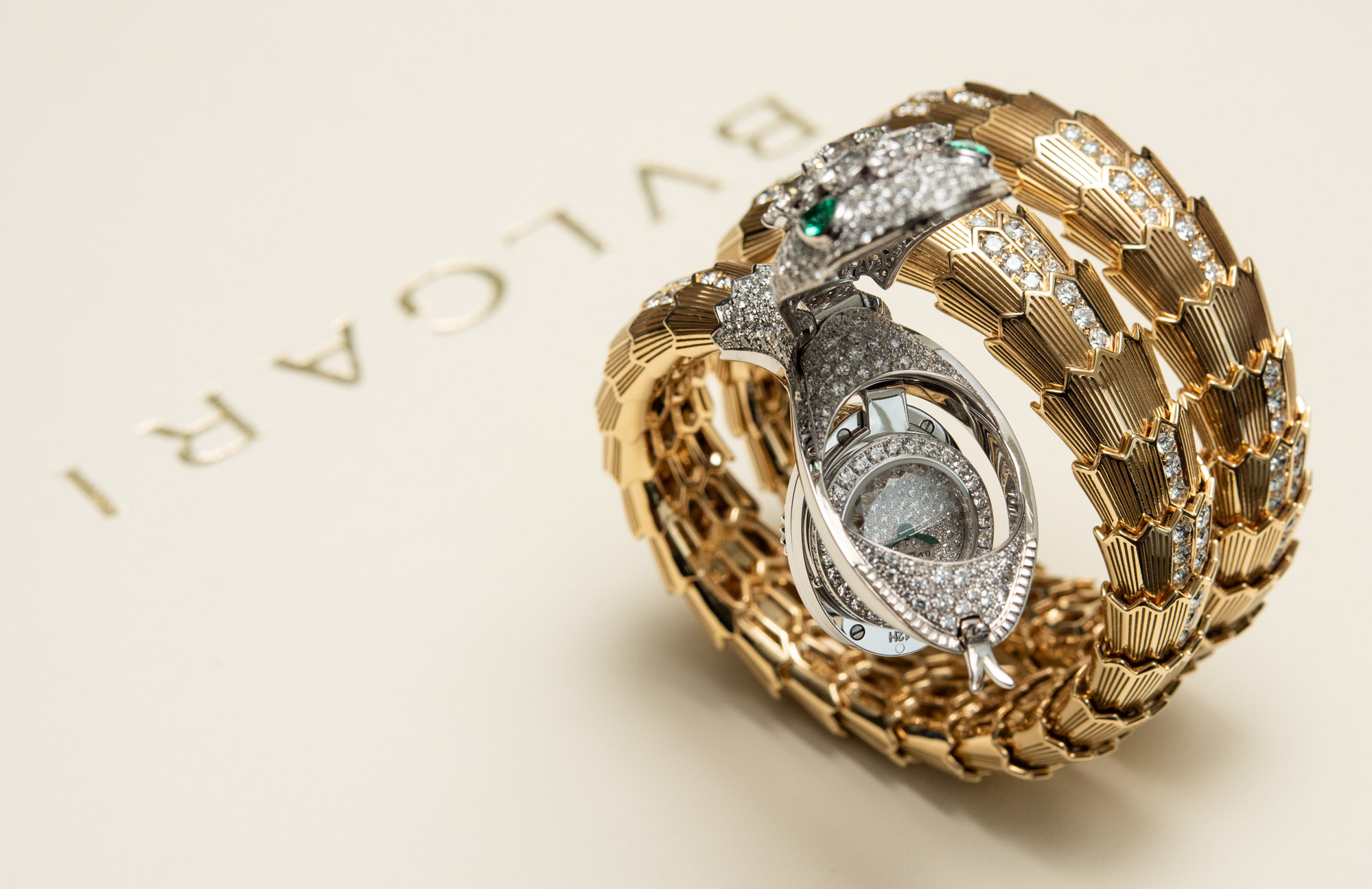 Bvlgari Full Pave Diamond Triple Wrap Serpenti Bracelet -V43642 |  vividdiamonds