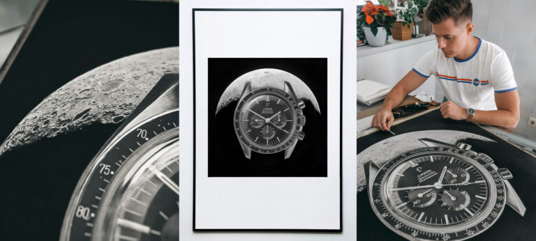 Hand-Drawn Tribute To The Moonwatch: New Horological Print On The aBlogtoWatch Store