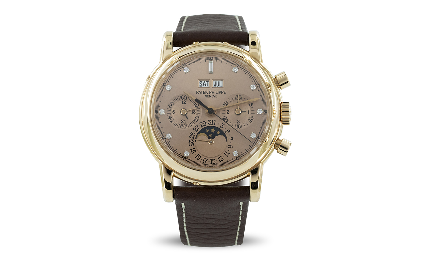 Patek Philippe 3970R, a special order made in 1993 in pink gold with diamond indexes. 