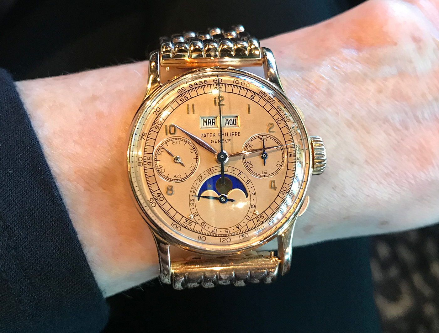 Patek Philippe Ref. 1518 known as the “pink on pink.” One of a kind.