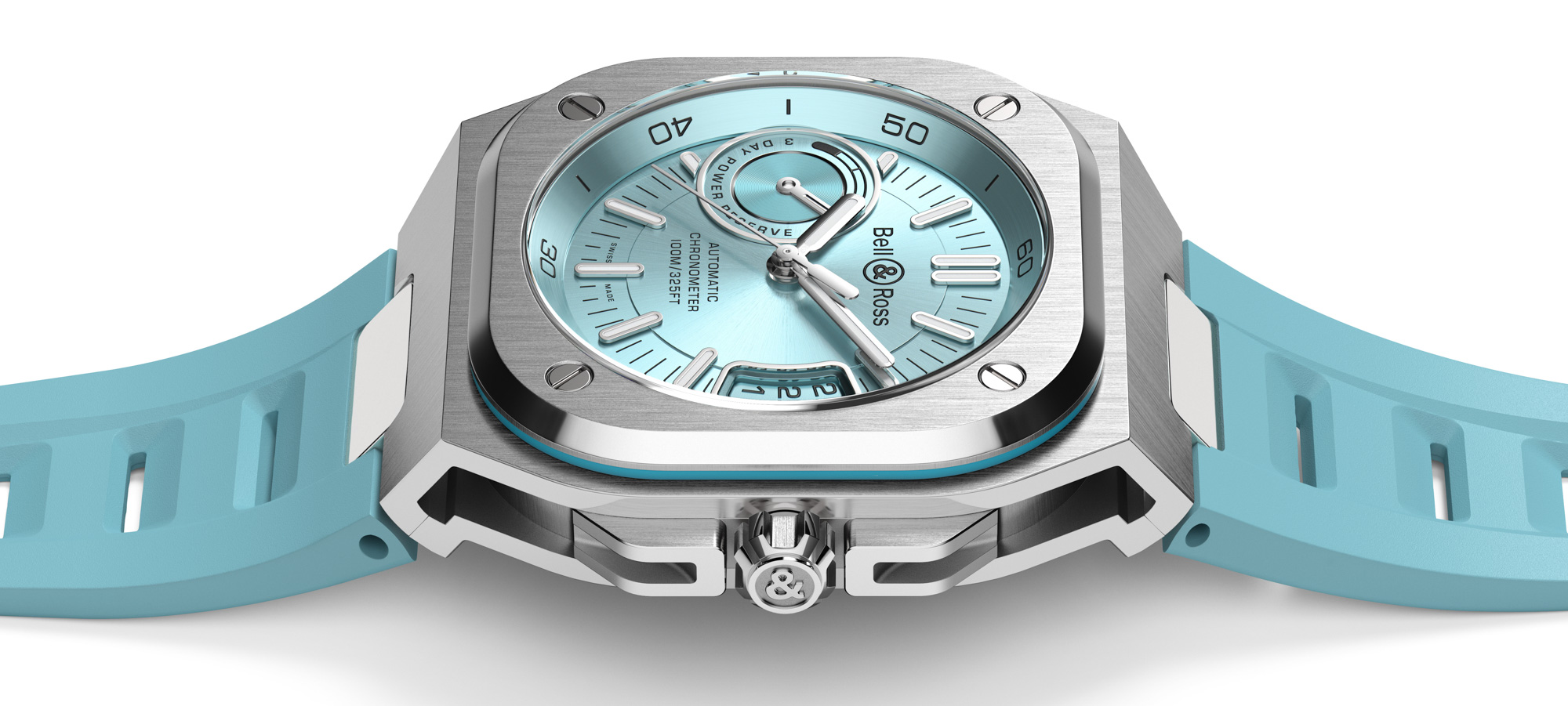 Bell Ross BR X5 BRX5 Ice Blue Kenissi Movement Integrated Steel Luxury Sports Watch 21